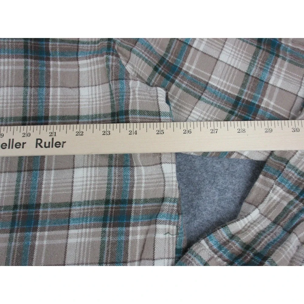 Wrangler Shirt Mens 2XL XXL Tall Beige Blue Plaid Flannel Pearl Snap Western